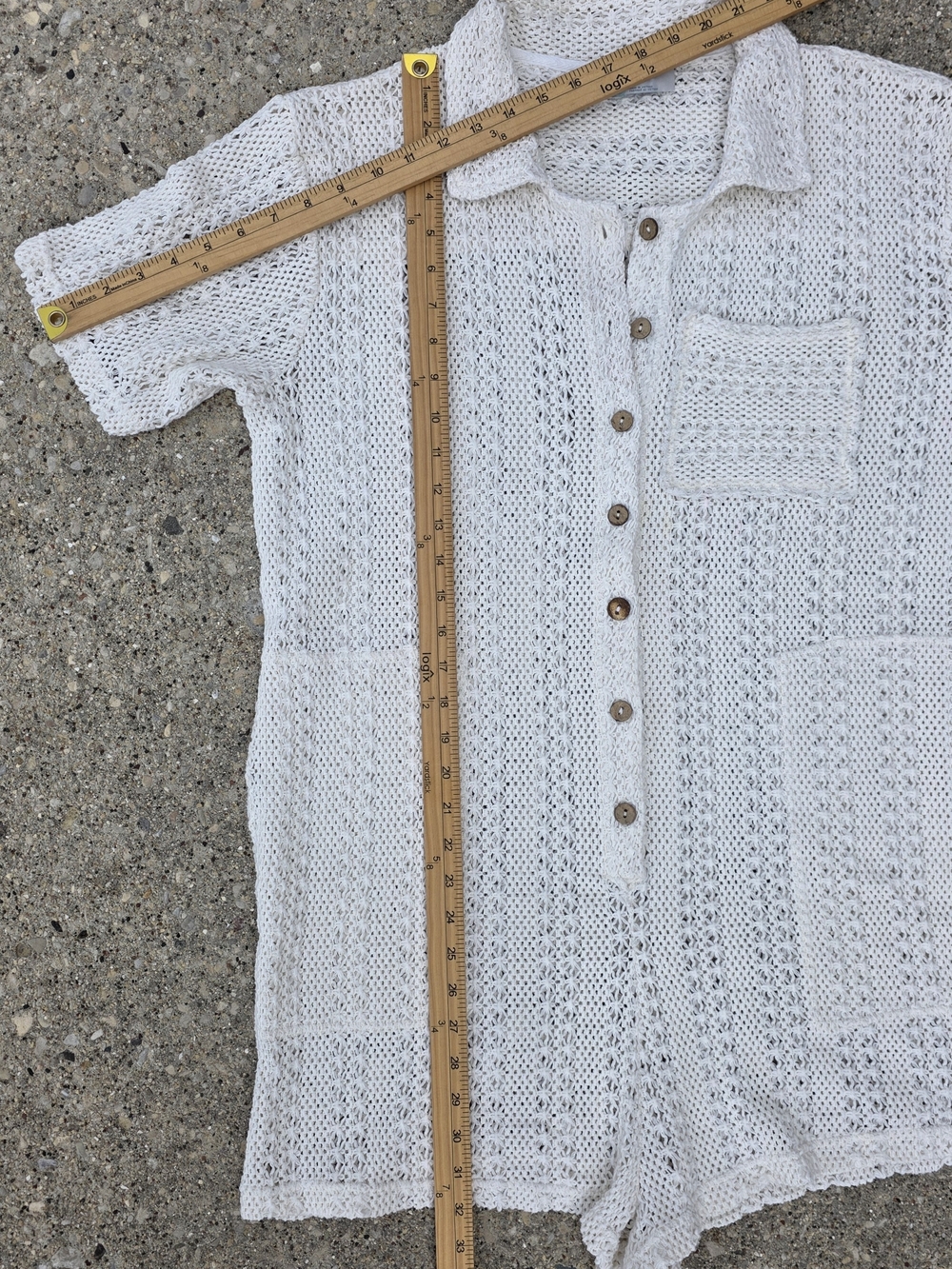 Free People FP Beach Crochet Romper Boho Ivory Medium - Picture 12 of 12